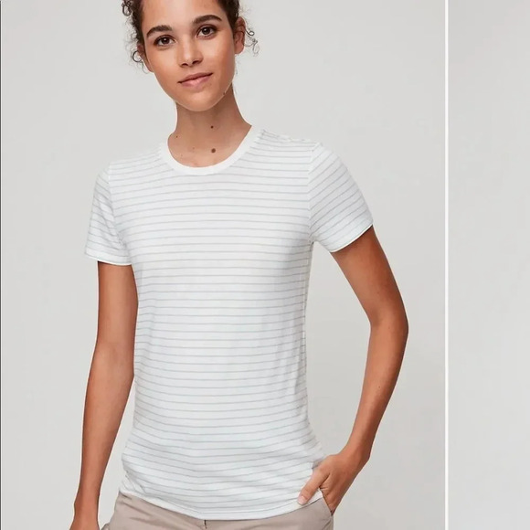 Aritzia The Group Babaton Lagarde Crew Neck T-Shirt Black and White Striped Tee - Picture 2 of 13